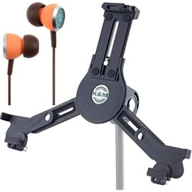 K&M 19790 Tablet Mount PC Tripod Holder + Audiofly Premium In-Ear Earphones
