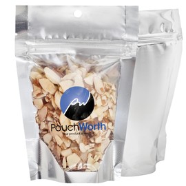 PouchWorth 50 Pieces 4x6 Inch Mylar Bags for Food Storage Resealable Smell Proof Bags with Clear Window Aluminum Foil Packaging Stand Up Ziplock Smell Proof Bags