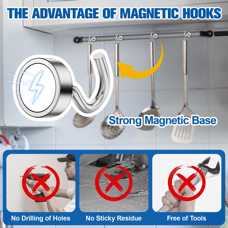 Grtard 20 Pack Magnetic Hooks Heavy Duty, 30LBS Strong Magnet