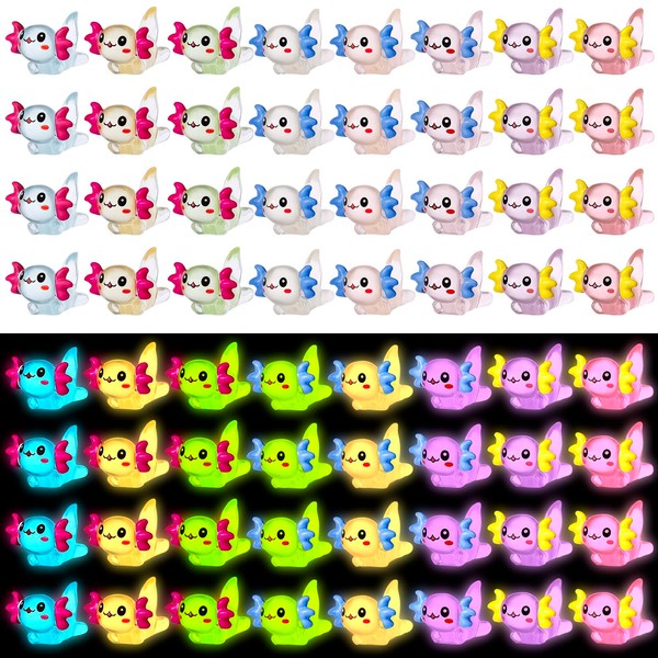 Guiqulai 32 Pcs Mini Axolotl Figures, Mini Resin Axolotls Mini