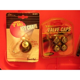 Autologix Car truck bike dress up accessories 8 ball valve stem caps covers keychain NOS