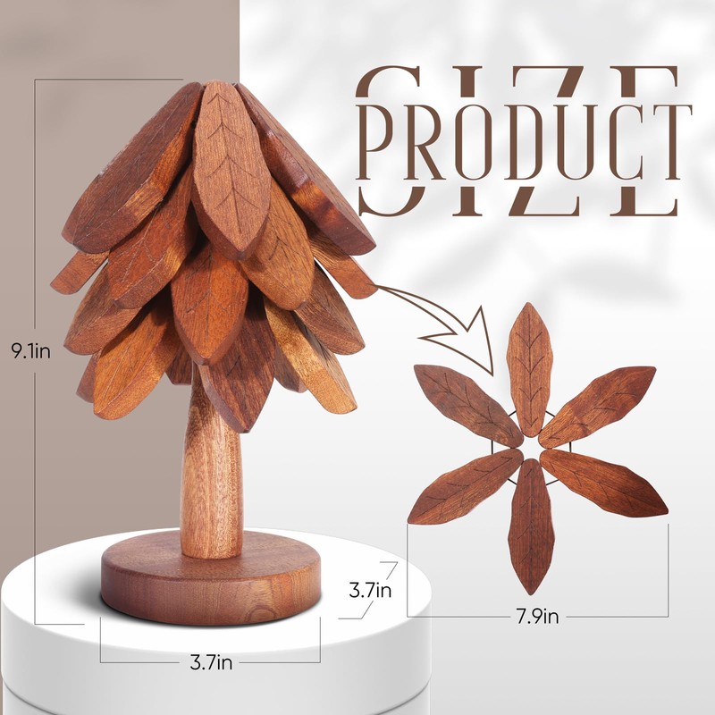 Wooden Trivets for Hot Dishes, Tree Shape Trivet Set, Trivets