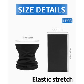 MQLSAERI Multifunctional Scarf Mouth Guard Bandana Men Women Tube Scarf Face Mask Mouth Nose Protection Mask Sun Protection Cotton Outdoor Elastic Breathable Washable - Black