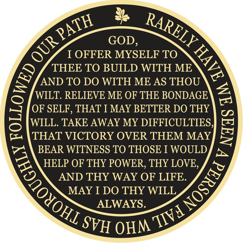 Black & Gold 1-10 Years Alcoholics Anonymous Medallion AA Coin