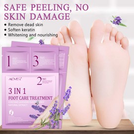 Foot Peel Mask-(3Pack),3 IN 1 Foot Care Treatment Kit,Lavender Cleansing Mousse,Exfollating Foot Peeling Mask and Foot Care Cream,Peel Off Calluses Dead Skin Callus Remover For Men Women
