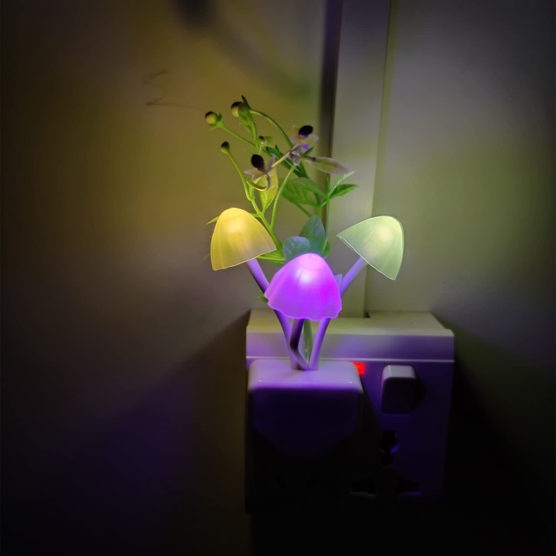 AUSAYE Sensor Led Night Light, Color Changing Plug-in LED Mushroom