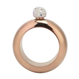 Stainless Steel Hip Bottle Bracelet, Unique Hollow Round Design, Best Gift for Friends (Light Rose Gold)