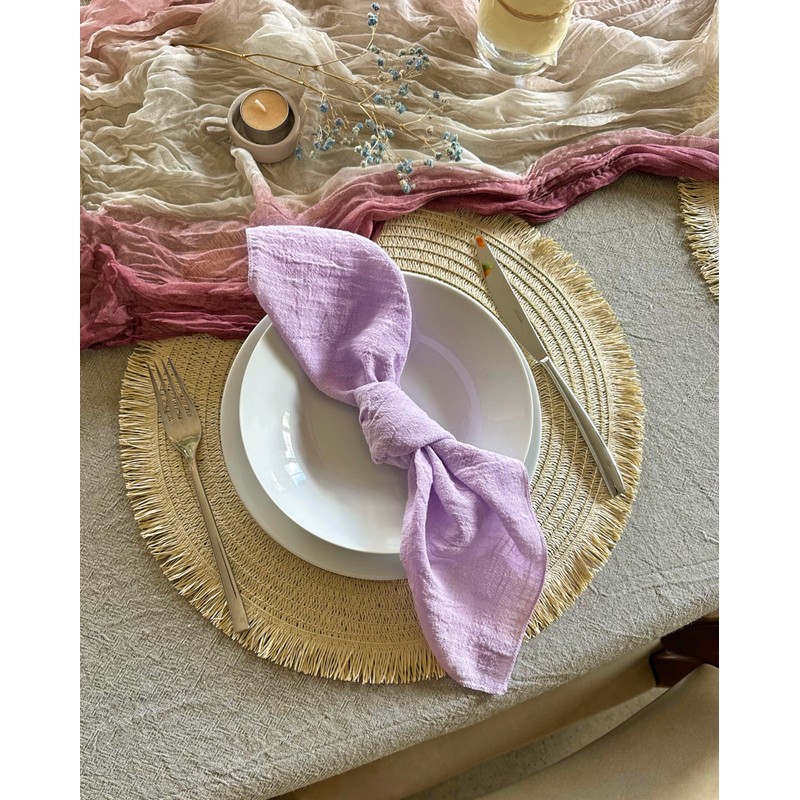 Generic Lavender Mauve Purple 100% Linen Cloth Cotton Square Napkins,