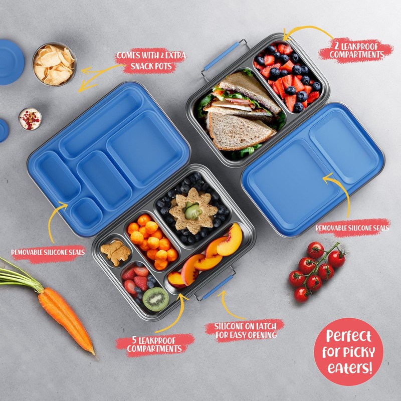 AOHEA Stainless Steel Bento Box Kids, Kids Metal Bento Lunch