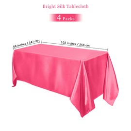 TURSTIN 4 Packs Gradient Pink Satin Tablecloth 102 x 58 Inch Overlay Satin Table Cover Rectangle Bright Silk Tablecloth Smooth Fabric Table Decoration for Wedding Banquet Party Events