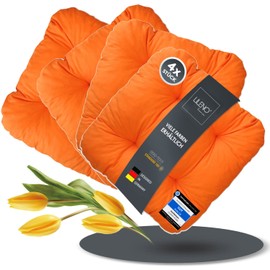 LILENO HOME Set of 4 Chair Cushions, Orange, 38 x 38 x 8 cm, Seat Cushions for Garden Chairs, Kitchen or Dining Room Chairs, Comfortable, UV-Resistant Indoor and Outdoor Chair Cushions as Chair