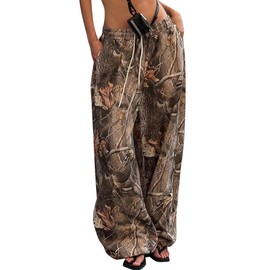 OG Camo Sweatpant for Women Camouflage Sweatpants Y2K Wide Leg Elastic Waist Drawstring Pants Baggy Palazzo Joggers