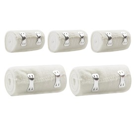 RUIJIE Elastic Gauze Bandages, 5 Rolls, Compression Bandages with Metal Clips, Elastic Bandages Wrap for Knees, Wrists for Sprain Injuries (2 Sizes)