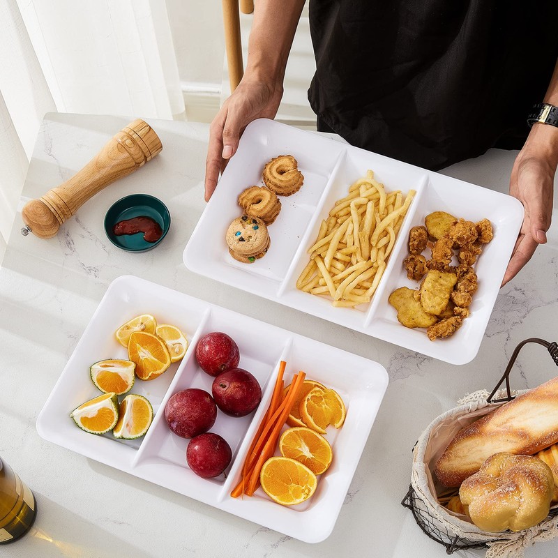 Lullaby 3 Sectional Plastic Serving Tray 14.2" x 9", 3