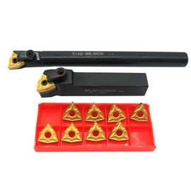 5/8" Lathe Excircle Indexable Carbide Lathe Tool Holder MWLNR1616H08 + Metal Lathe Internal Drill Rod S16Q-MWLNR08 + Indexable Carbide Turning Inserts WNMG431(WNMG080404)