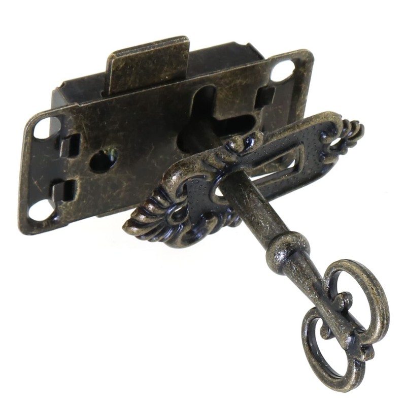 MEETOOT 2 Sets Antique Cabinet Lock Flush Mount Case Box