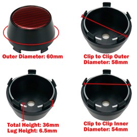 Modengzhe Wheel Center Caps,60mm Wheel Rim Hub Center Covers Center Caps Replacement 36mm Height with 50mm Lug to Lug Dia,Red,Pack of 4