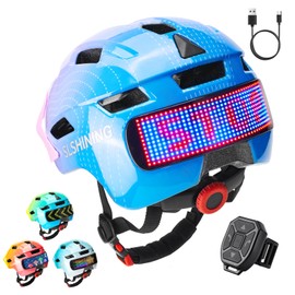 QAQ Bike Helmet for Kids 8-14/5-8 with Rechargeable 64 LED Safety Light Patterns Remote Control, Toddler Helmet for Kids 3-5 Breathable & Lightweight, Adjustable Detachable Visor for Multi-Sport
