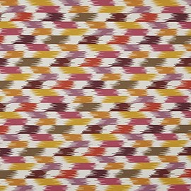 Kt KILOtela - Digital Print Half Panama Organic Cotton Canvas Fabric, Oeko-Tex Standard 100 - Length 100 cm x Width 280 cm, Geometric Monet - Orange, Pink, Fuchsia, 1 Metre