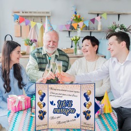 Farewell Guest Book Decorations Navy Blue Gold We Will Miss You Retirement Party Card Signature Book Guestbook Alternative Board for Men Women Coworkers Friends Goodbye Farewell Party Going Away Gifts
