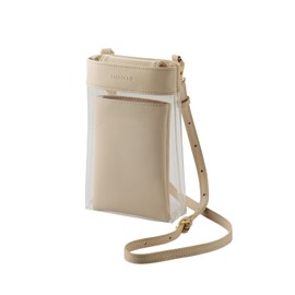 Elecom P-MAP06WH Smartphone Shoulder Pouch Smartphone Pouch Clear Pocket Shoulder Strap Magnetic Flap Milk Tea White