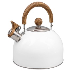 Whistling Tea Kettle for Stovetop, 2.5L Stainless Steel Tea Pot Kettles with Foldable Handle, Water Kettle Rapid Boiling Teapot for Home Kitchen Supplies (White)