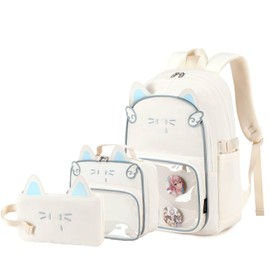 Imyth New Backpack for Teen Girls School Gift Bookbag Lunch Box Pencil Bag 3 in 1 Set Cute Cat