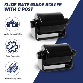 2Pack Sliding Rolling Gates Guider with Post Welded Bracket, Slide Gate Guide Roller, Heavy Duty Sealed Ball Bearing Side Roller Assembly (A-3 Inches-2 Pack)