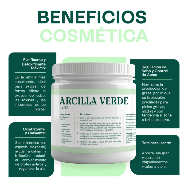 🔥 Arcilla verde mascarilla facial barro cosmetico para piel normal