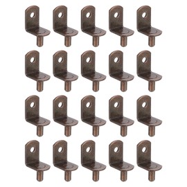 sourcing map 50Pcs Shelf Support Pegs, 5mm L-Shaped Bracket with Hole, Metal Support Pegs Holder for Kitchen Cabinet Bookcase (Red Bronze)