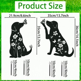 Rngmsi Dog Garden Decor Yard Art for Outside, 2PCS Metal Puppy Decorative Garden Stakes Gift for Dog Lovers, Puppy Silhouette Statues Ornaments for Outdoor Patio Lawn