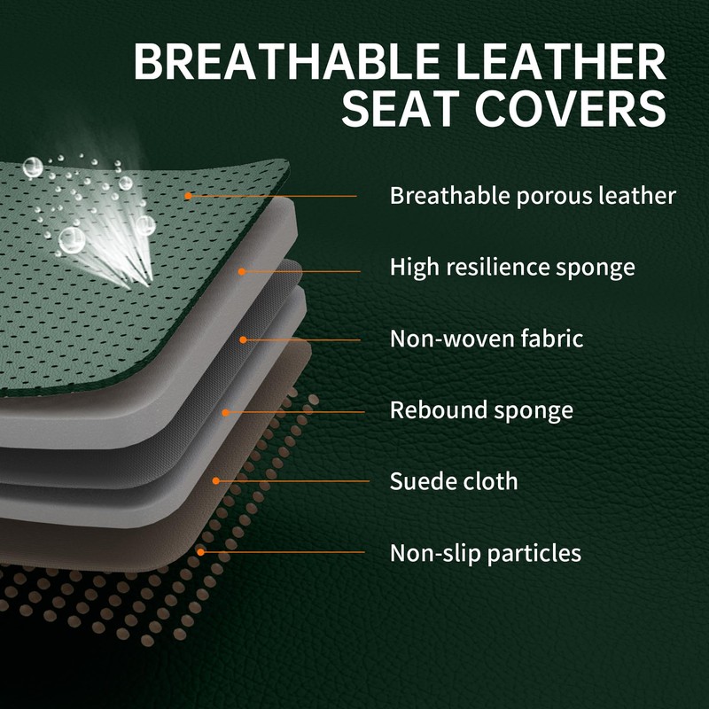 Green Car Seat Covers Full Set Universal 5-Seater Full Coverage