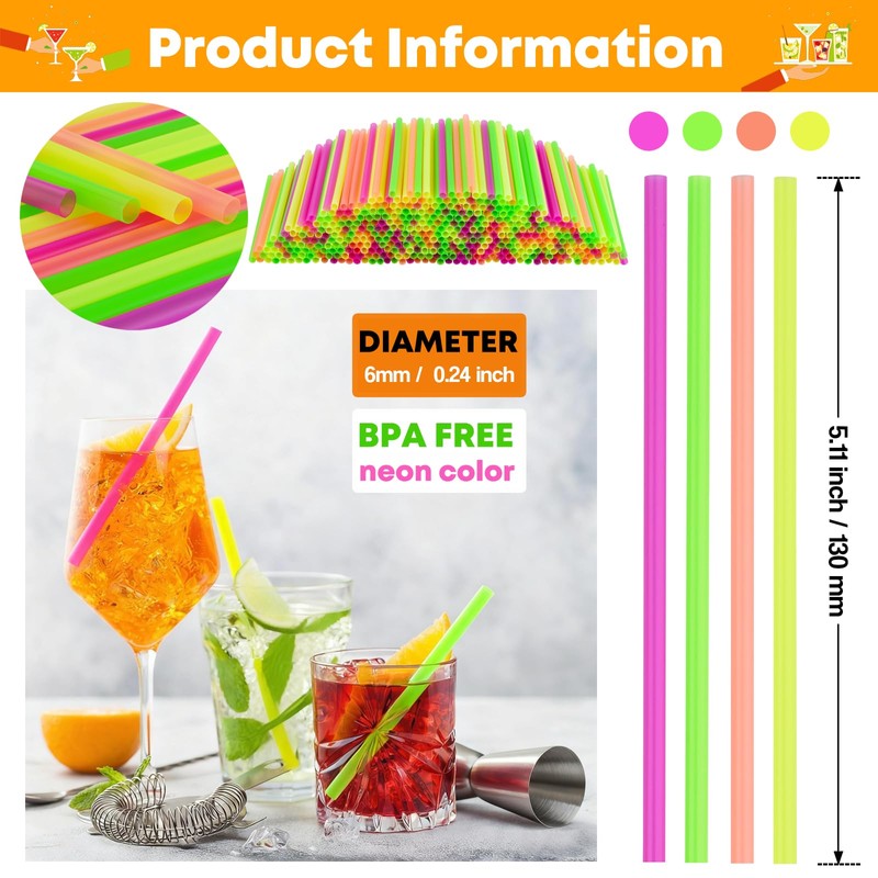 ALINK Short Glass Straws, 6 Inch Small Reusable Clear Glass