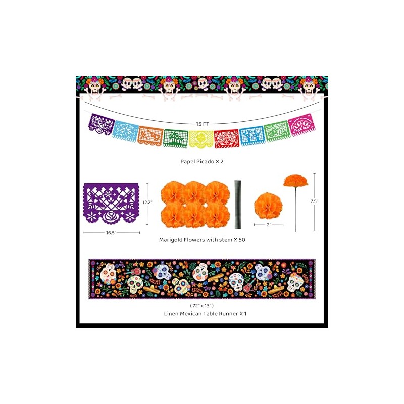 Decoraciones para el Día de los Muertos y Ofrenda para