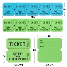 Raffle Tickets - 400 PCS Double Roll Raffle Tickets Perforated Line Tickets Consecutive Numbers Raffle Ticket Tearable Writable 50/50 Raffle Tickets for Events Carnivals Entry Class Reward Prizes
