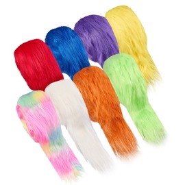 NICENEEDED 8Pcs 2 Inch x 1.5 Yards Faux Fur Ribbon, Multicolor Faux Fur Trim Fluffy Fuzzy Faux Fur Fabric Roll, Christmas Furry Patch Ribbon for Winter Costume Gnome Beard Fur Ball Carpet Pet Pad