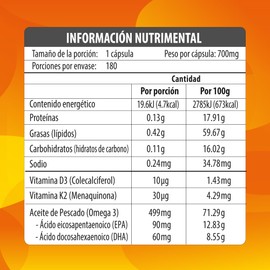 D3 + K2 | Vitamina D3 + K2 con Omega 3 | 180 cápsulas de 500 mg | Formula avanzada para Apoyo Óseo, Cardiovascular y Cerebral | Maklen
