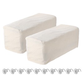 uxcell 2pcs Stretch Armrest Covers for Chairs/Sofas, Couch Arm Covers with Twist Pin, Furniture Protector Slipcovers White