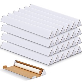 50 Pcs Triangle Mailing Shipping Tubes 36.22" L x 3" w x 3" h Oyster White Corrugated Cardboard Box Poster Tube for Protecting, Shipping, Mailing and Storage of Artwork, Crafts, Long Art Holder