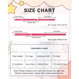 AWAYTR Elastic Leather Belt for Kids - Toddler Girls Belt for Uniform and Jeans with Gold Buckle, Rose Red, Fit Waist 17-31in