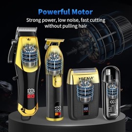 Professional Hair Clipper Set, Cordless Barber Kit and Hair Cutting Set, Electric Foil Shavers and Beard Trimmers, Rechargeable Ear, Nose Hair Trimmer Set & Facial Grooming Tool