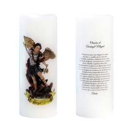 Wondise Flameless Flickering Devotional Prayer Candle with Remote and Timer, Battery Operated Real Wax LED Votive White Pillar Candle for Decoration Religious Gift, Prayer in Spanish(3 x 3 x 6 inch)