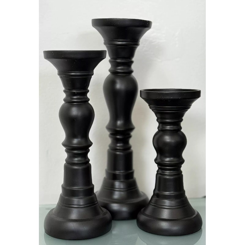 Home Decor Resin Pillar Candle Holders Set of 3 7.9",