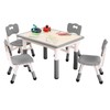 Kids Table and 4 Chairs Set, Height Adjustable Toddler Table