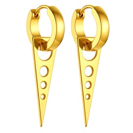 FOCALOOK Earrings for Men Women Huggie Hoop Earrings Stainless Steel Earrings Black Punk Earrings Gold Ear Piercing Ear Jewellery Accessory, Metal, stainless steel, 18 carat gold-plated stainless