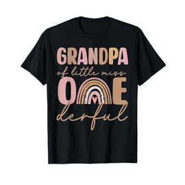 Grandpa of Little Miss Onederful First Birthday Boho Rainbow T-Shirt