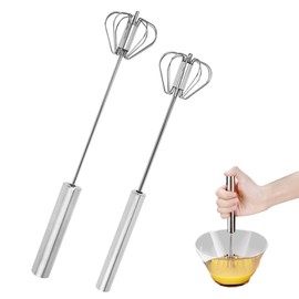 Belvanr Schneebesen 2 Stück Halbautomatischer Schneebesen aus Edelstahl Schneebesen Set Küchen Schneebesen zum Schneebesen, Schlagen, Rühren (10 Zoll + 14 Zoll)