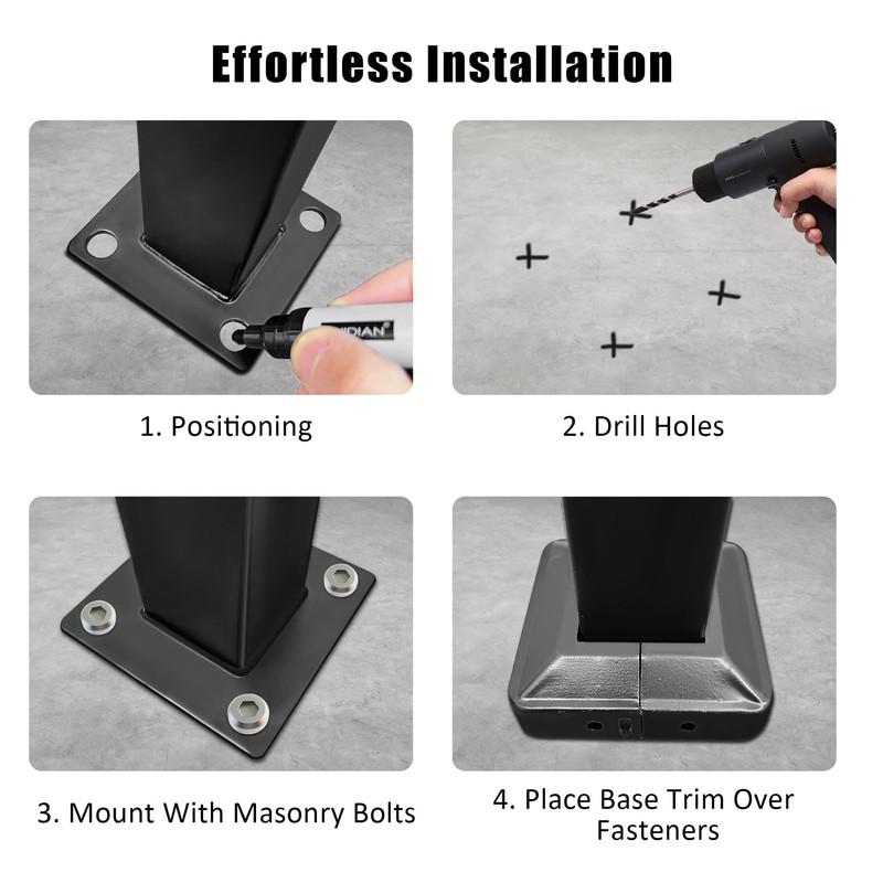Outdoor Stair Handrails, 2 Steps Black Wrought Iron Railing Kits