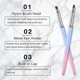 4 Pcs Nail Art Clean Up Brushes,Nail Brushes for Cleaning Polish Mistakes on the Cuticles, Acetone Resistant Nail Brush, Fingernail Cleaning Brushes for Nail Art and Designs (6.4inch,Round&Angled)