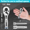 DURATECH Stubby Ratchet Set, 3-IN-1 Ratchet Handle, with 2 Extension